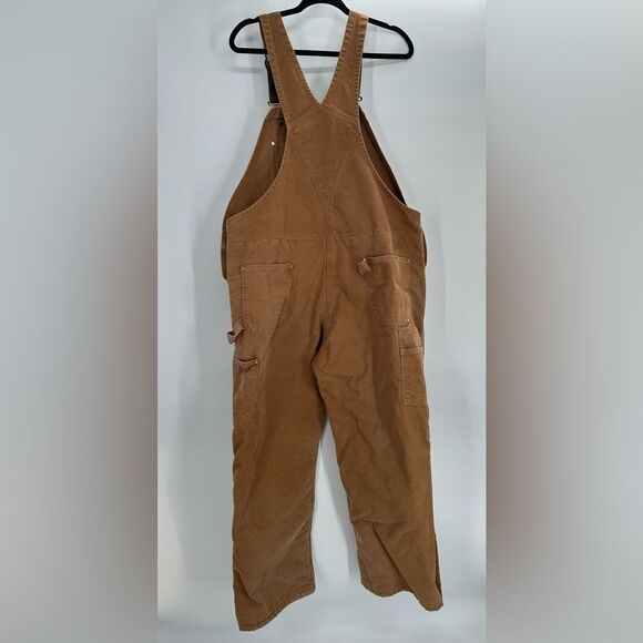 VTG Carhartt R01 BRN Mens 44x28 HEAVY DUTY Distressed Overall Bibs Double Knee - Picture 7 of 12